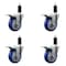 Service Caster 4'' Blue Poly Swivel 1-1/4'' Expanding Stem Caster Set Total Lock Brake, 4PK SCC-EXTTL20S414-PPUB-BLUE-114-4 - alternate 1